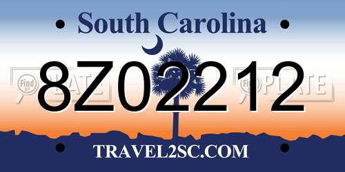 8Z02212 South Carolina License Plate