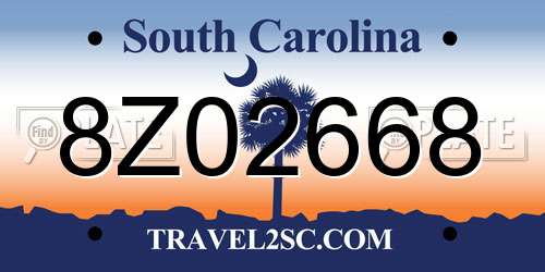 8Z02668 South Carolina License Plate