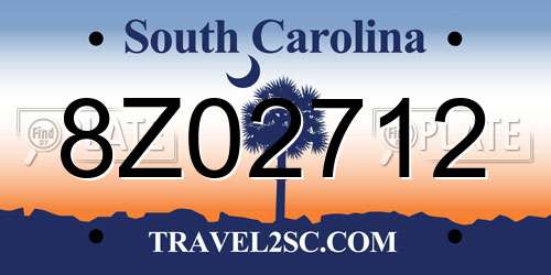 8Z02712 South Carolina License Plate
