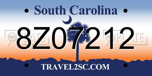 8Z07212 South Carolina License Plate