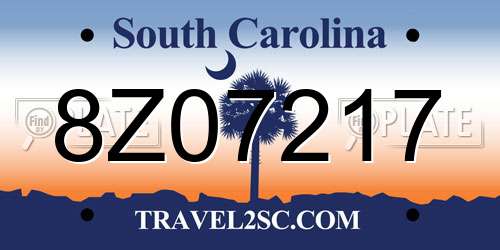 8Z07217 South Carolina License Plate