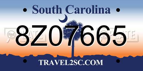 8Z07665 South Carolina License Plate