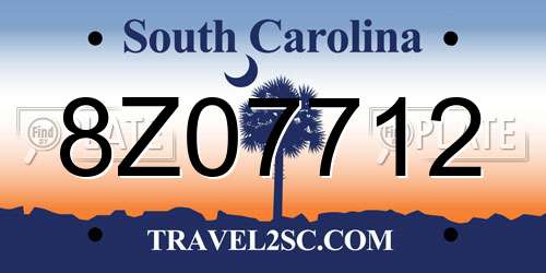 8Z07712 South Carolina License Plate