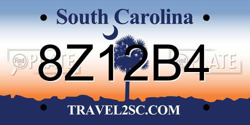 8Z12B4 South Carolina License Plate