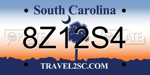 8Z12S4 South Carolina License Plate