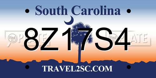 8Z17S4 South Carolina License Plate