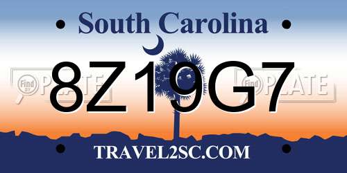 8Z19G7 South Carolina License Plate