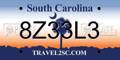 8Z33L3 South Carolina License Plate
