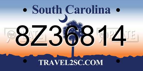 8Z36814 South Carolina License Plate