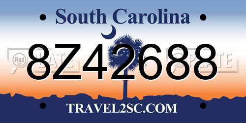 8Z42688 South Carolina License Plate