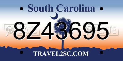 8Z43695 South Carolina License Plate