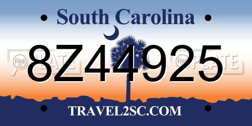 8Z44925 South Carolina License Plate