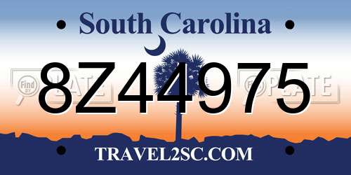 8Z44975 South Carolina License Plate