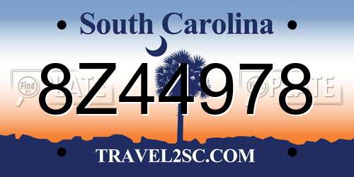8Z44978 South Carolina License Plate