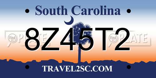 8Z45T2 South Carolina License Plate