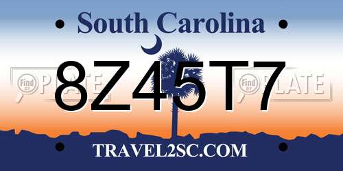 8Z45T7 South Carolina License Plate