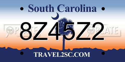8Z45Z2 South Carolina License Plate