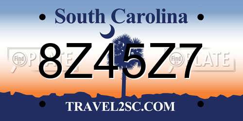8Z45Z7 South Carolina License Plate