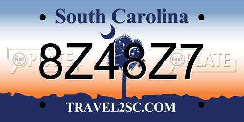 8Z48Z7 South Carolina License Plate