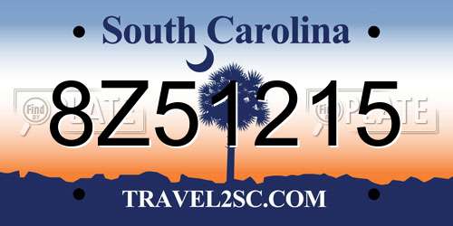 8Z51215 South Carolina License Plate