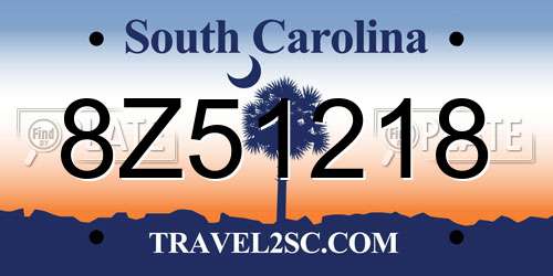 8Z51218 South Carolina License Plate