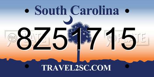 8Z51715 South Carolina License Plate