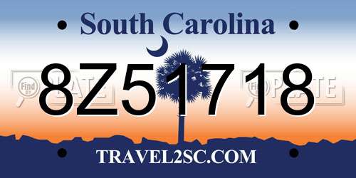 8Z51718 South Carolina License Plate