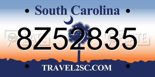 8Z52835 South Carolina License Plate