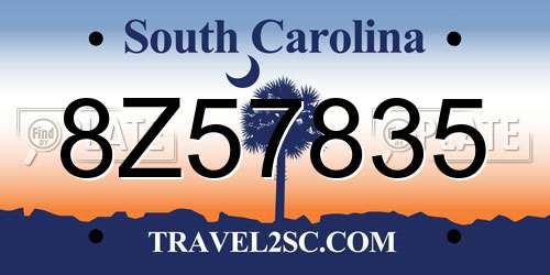 8Z57835 South Carolina License Plate