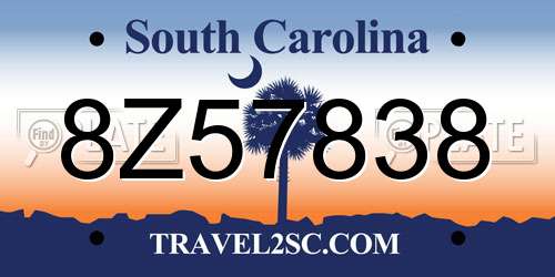 8Z57838 South Carolina License Plate