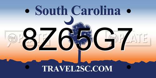 8Z65G7 South Carolina License Plate