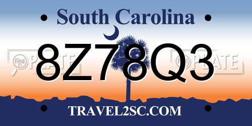 8Z78Q3 South Carolina License Plate