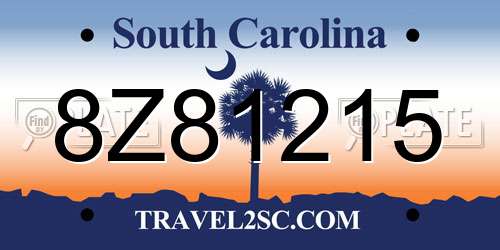 8Z81215 South Carolina License Plate