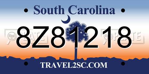 8Z81218 South Carolina License Plate