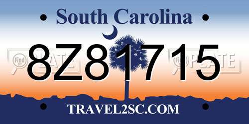 8Z81715 South Carolina License Plate