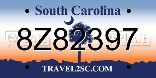 8Z82397 South Carolina License Plate