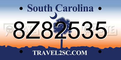 8Z82535 South Carolina License Plate