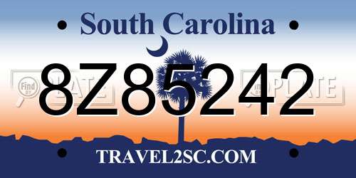 8Z85242 South Carolina License Plate