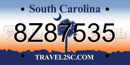 8Z87535 South Carolina License Plate