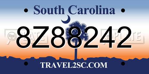 8Z88242 South Carolina License Plate