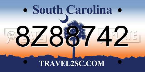 8Z88742 South Carolina License Plate
