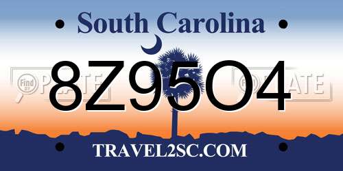 8Z95O4 South Carolina License Plate