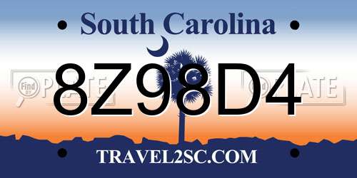 8Z98D4 South Carolina License Plate