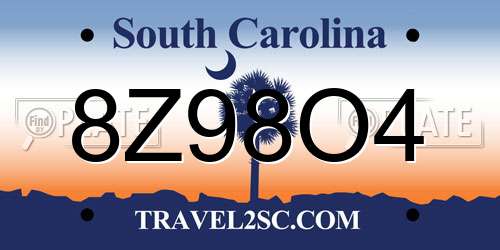 8Z98O4 South Carolina License Plate