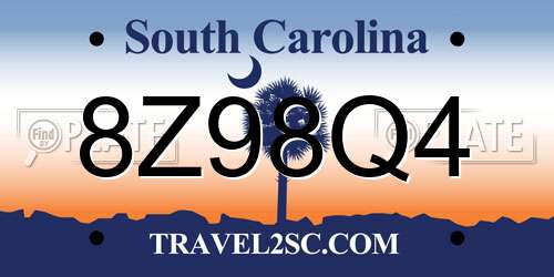 8Z98Q4 South Carolina License Plate