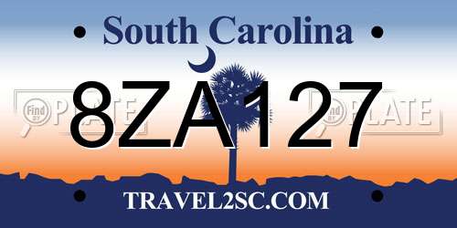 8ZA127 South Carolina License Plate