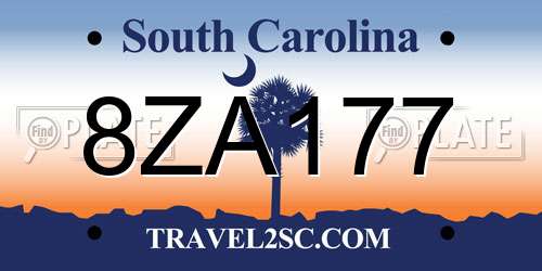 8ZA177 South Carolina License Plate