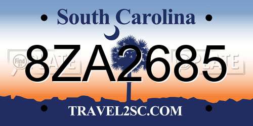 8ZA2685 South Carolina License Plate