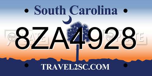 8ZA4928 South Carolina License Plate