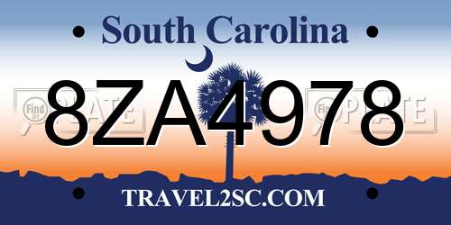 8ZA4978 South Carolina License Plate
